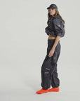 Charcoal and Black Crocodile Print Windbreaker Jacket