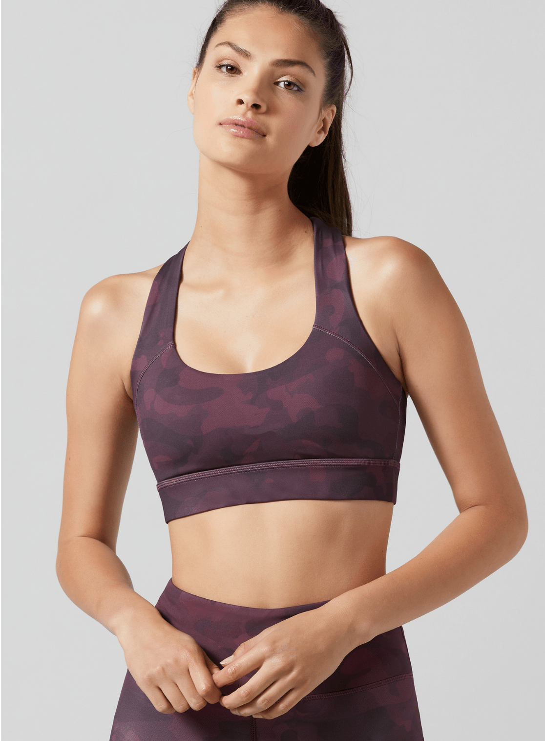 Eggplant Splatter Camo Rowie Sports Bra