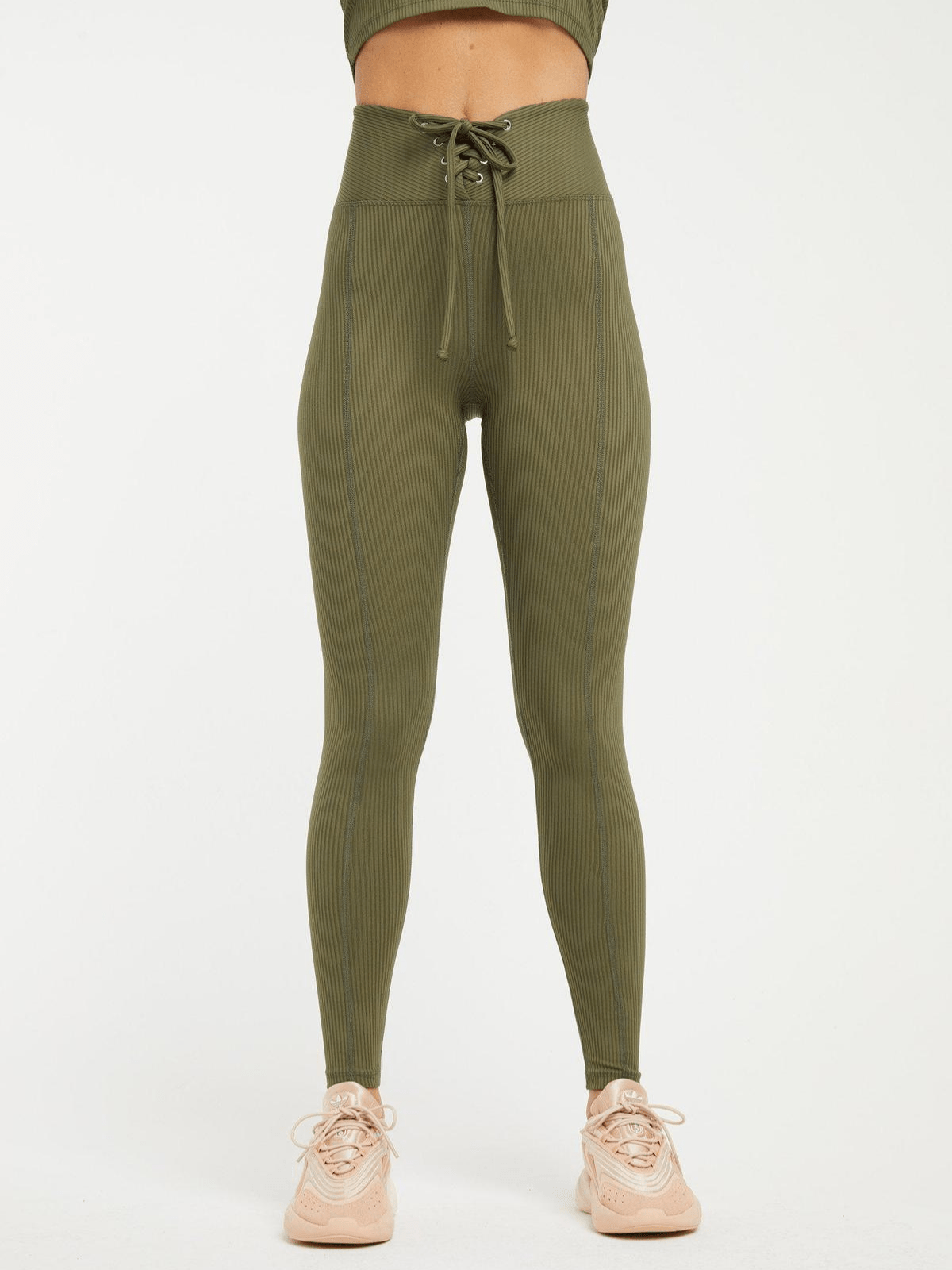 Olive Ribbed Football Leggings