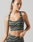 Dusty Olive Tiger Amber 2X Sports Bra