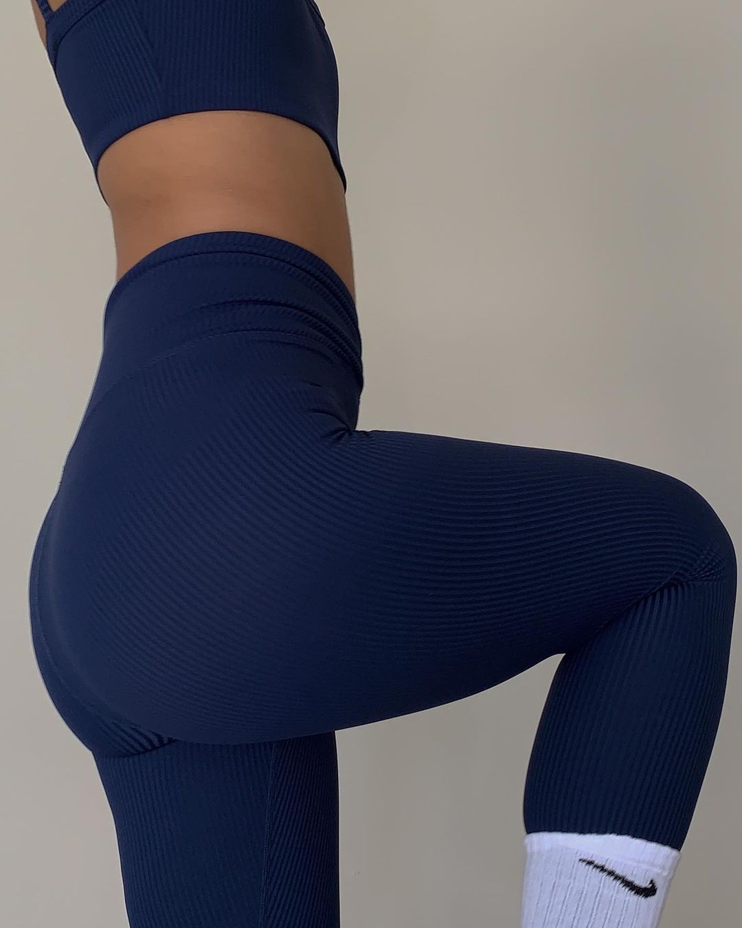 Navy Ribbed Veronica Leggings