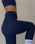 Navy Ribbed Veronica Leggings