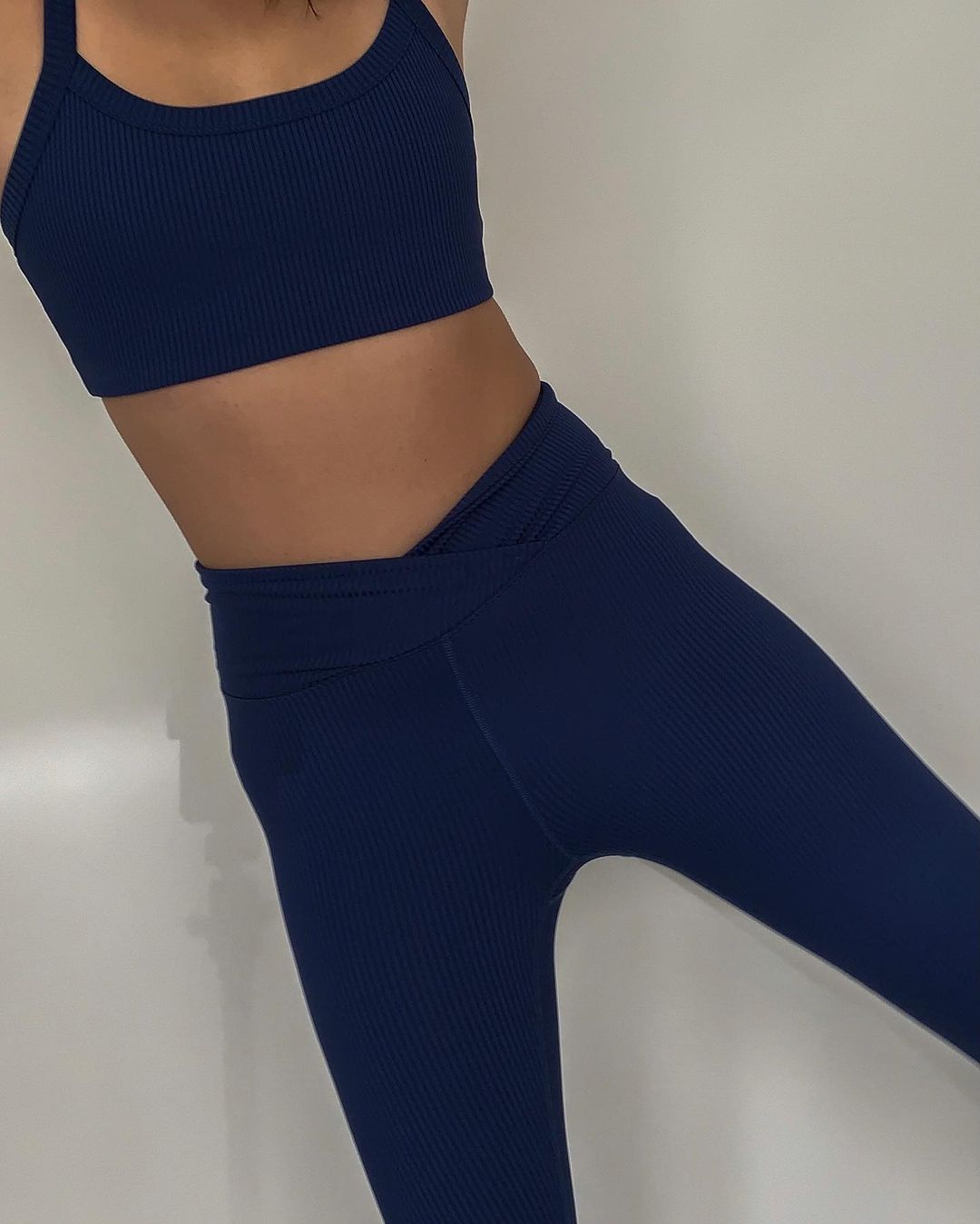 Navy Ribbed Veronica Leggings