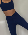 Navy Ribbed Veronica Leggings