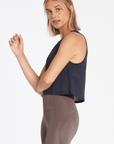 True Navy Breezy Crop Tank Top
