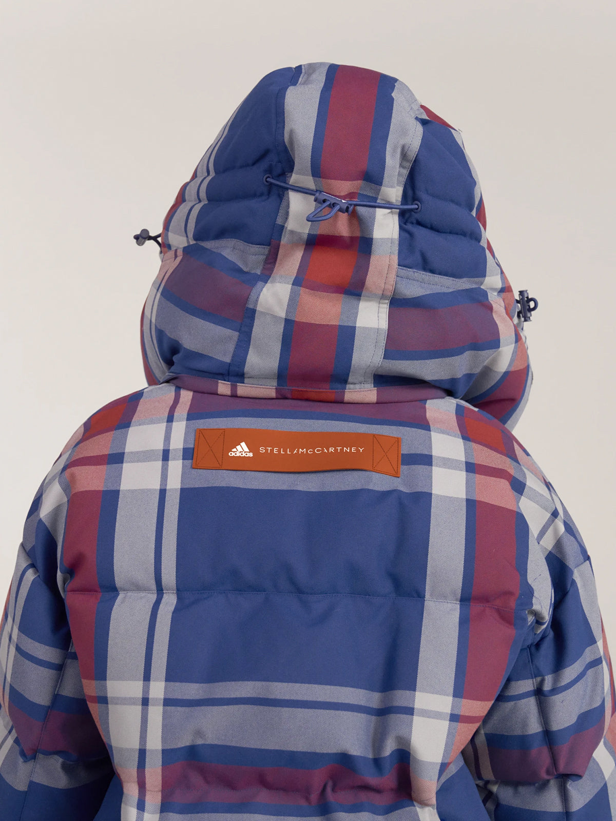 Mystery Blue Check Mid Length Padded Winter Jacket
