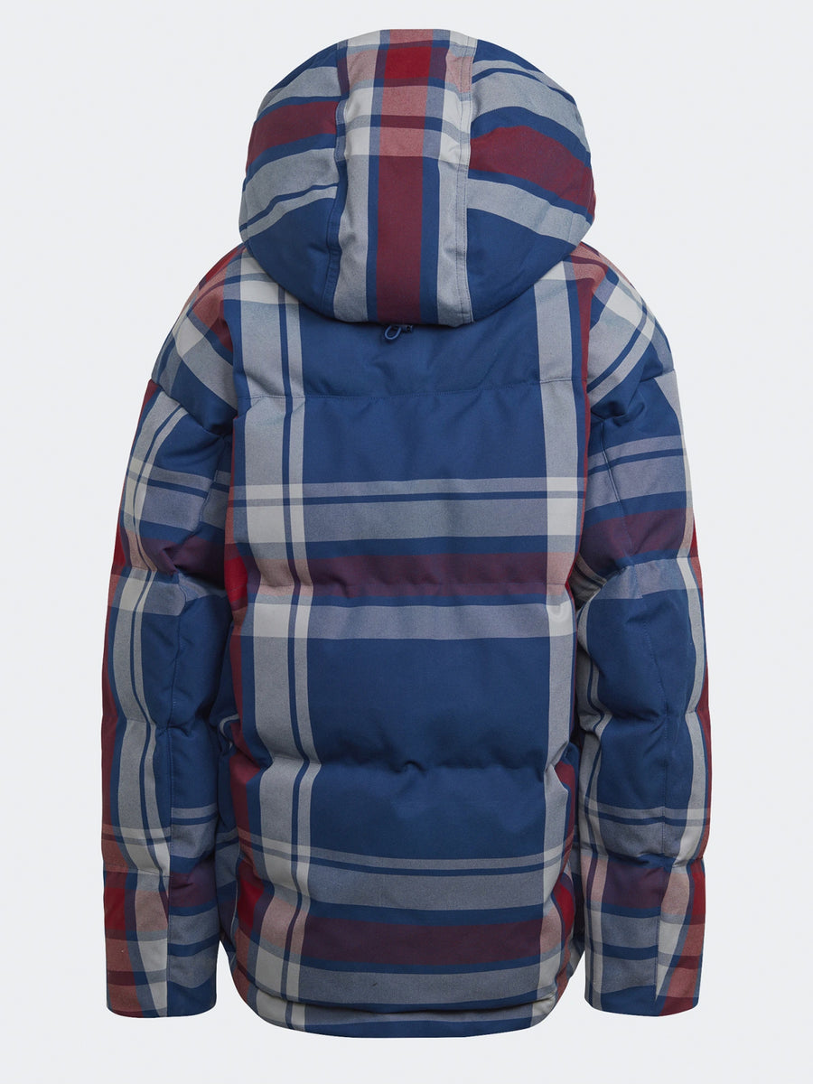 Mystery Blue Check Mid Length Padded Winter Jacket