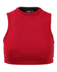 Red Ribbed Mockneck Sports Bra