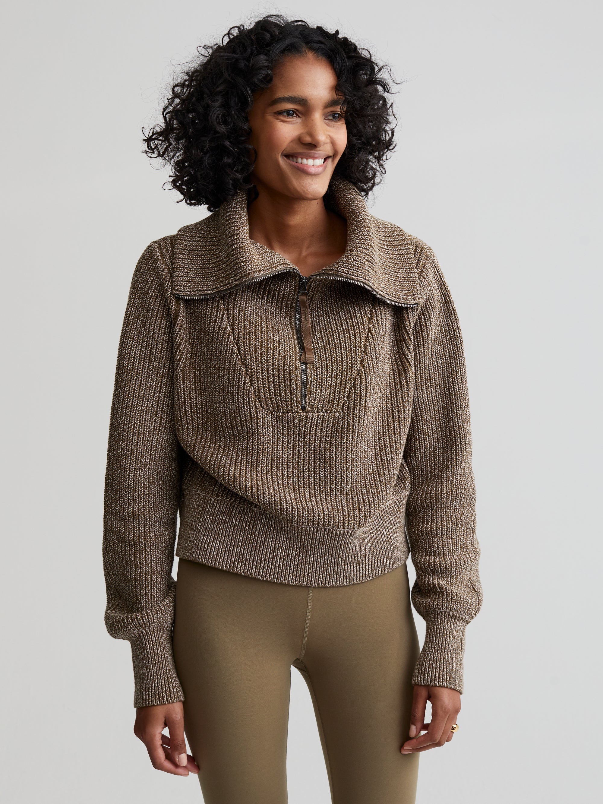 Dark Olive Speckle Mentone Half-Zip Pullover