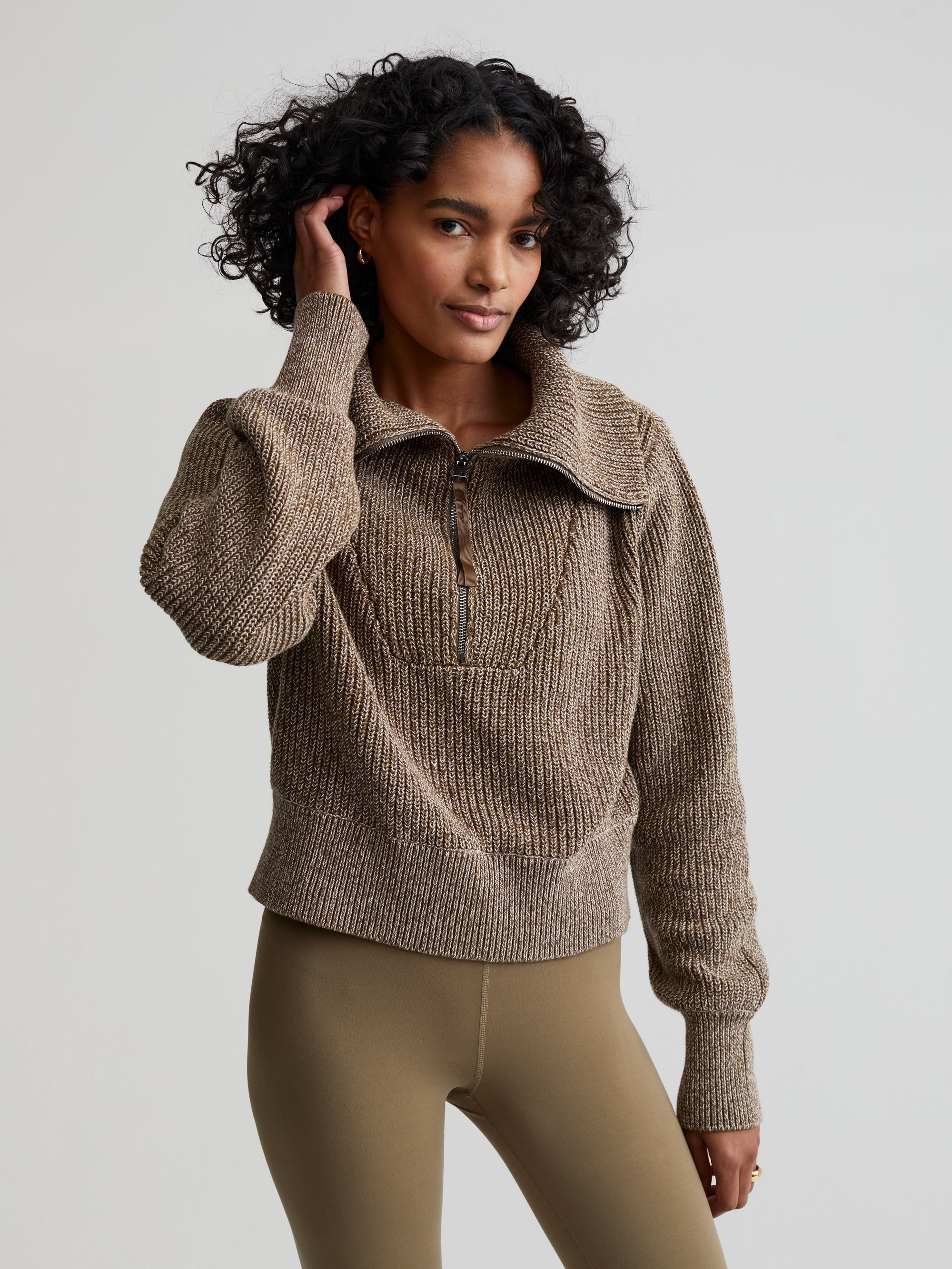 Dark Olive Speckle Mentone Half-Zip Pullover