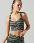 Dusty Olive Tiger Amber 2X Sports Bra