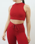 Red Ribbed Football Leggings