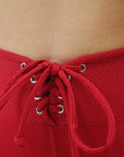 Red Ribbed Football Leggings