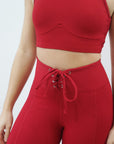 Red Ribbed Football Leggings