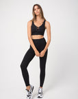 Black Ribbed Football Sports Bra