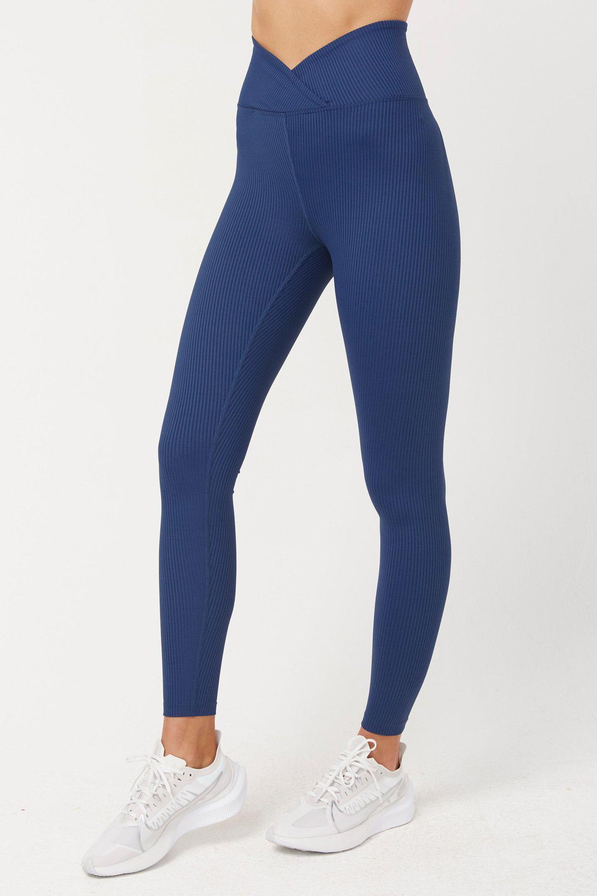 Navy Ribbed Veronica Leggings