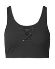 Black Ribbed Football Sports Bra
