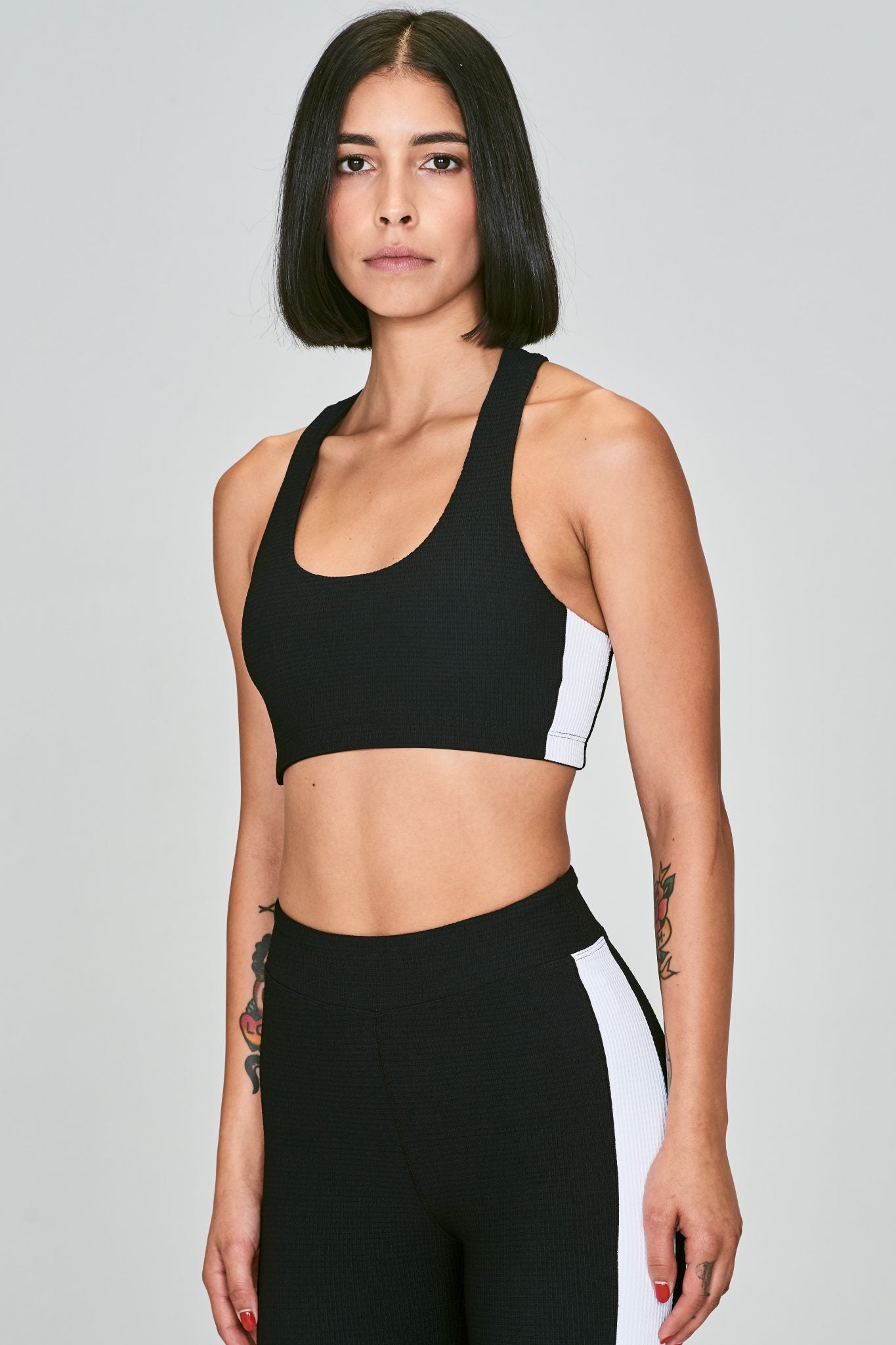 Monochrome Waffle Cross Back Bra