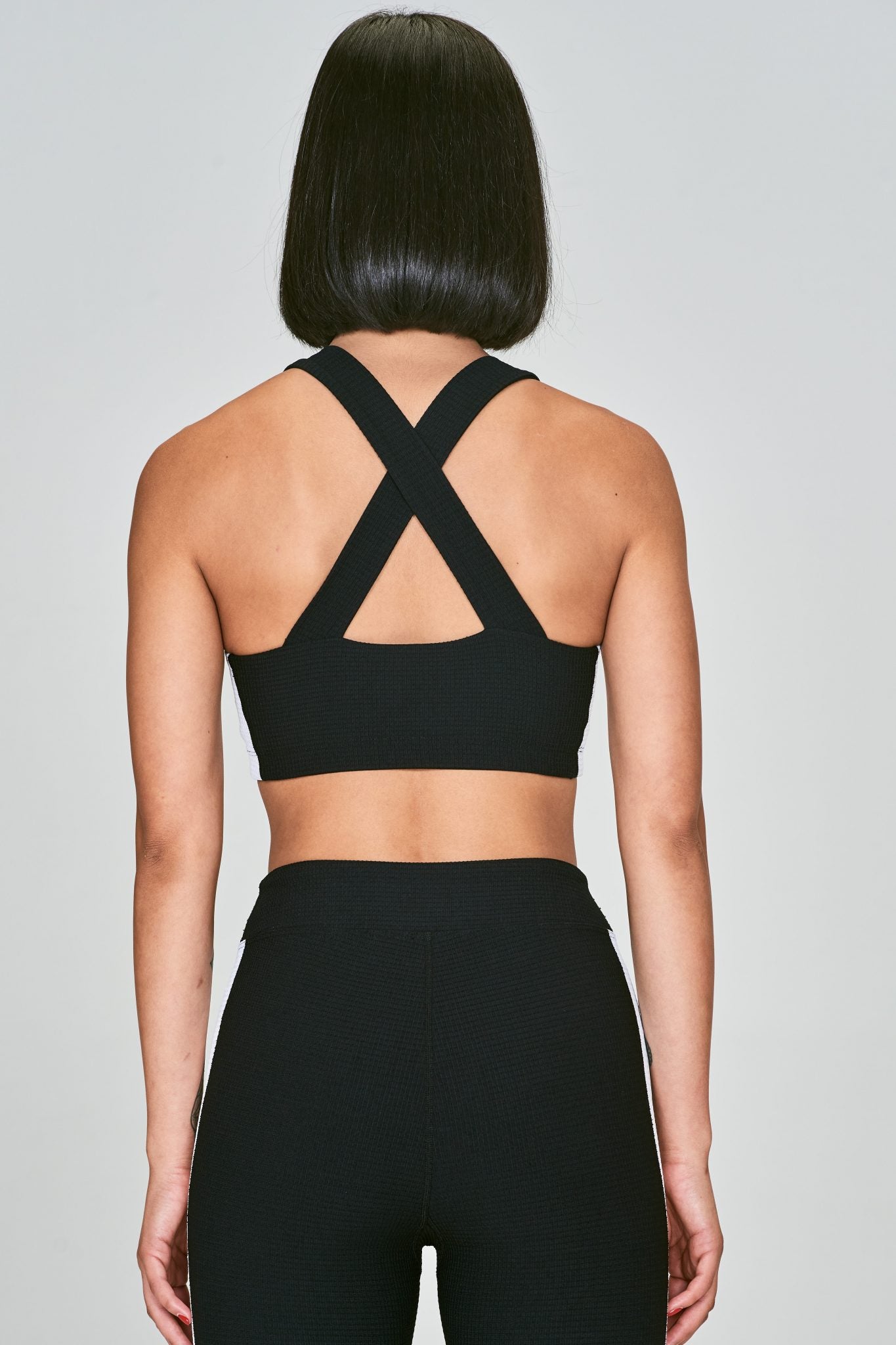 Monochrome Waffle Cross Back Bra