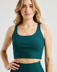 Deep Teal Ribbed Gym Sports Bra