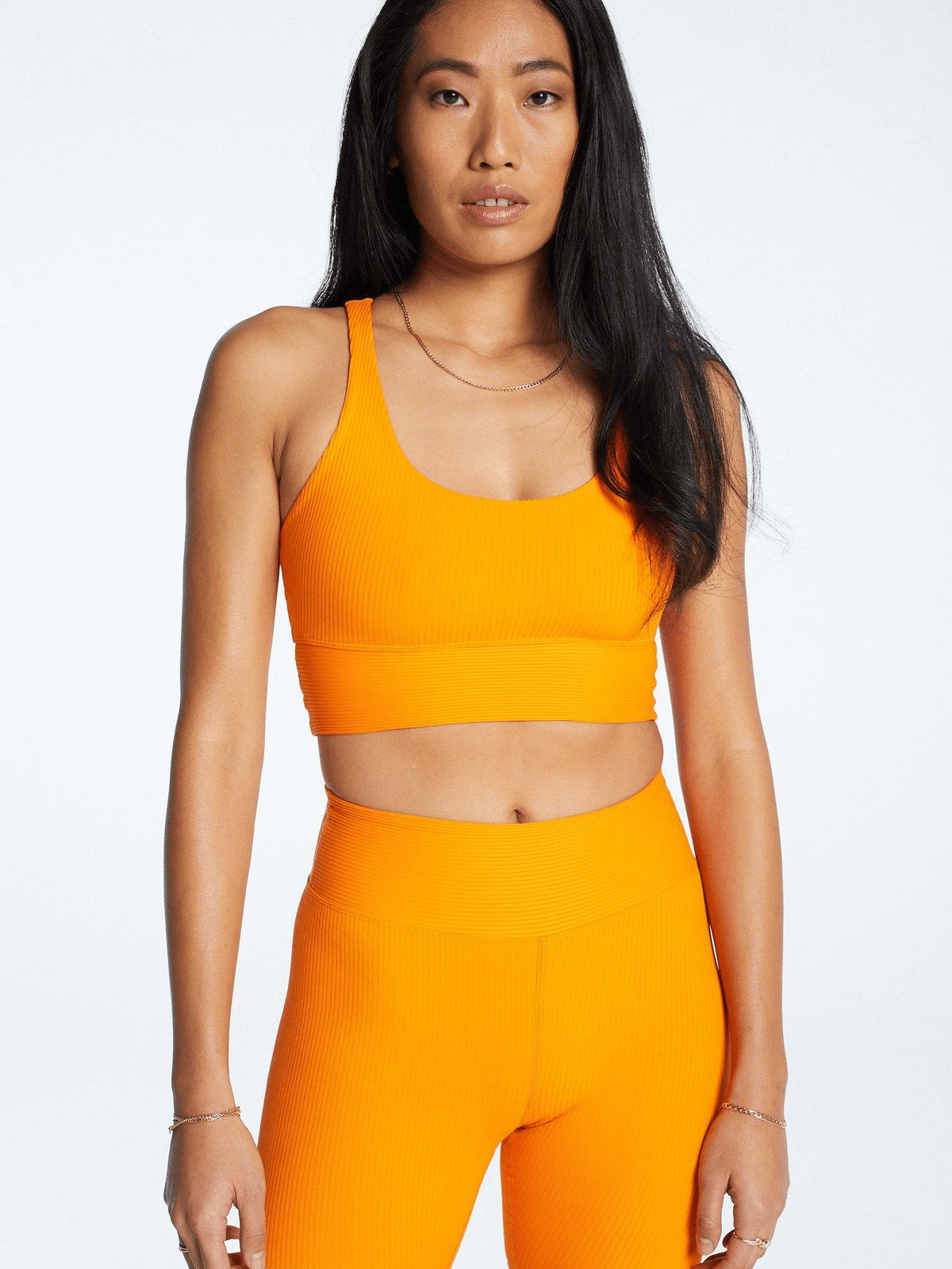 Orange Ribbed High High Leggings