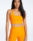 Orange Ribbed Gym Sports Bra