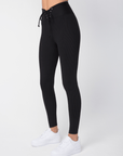 Black Ribbed Football Leggings