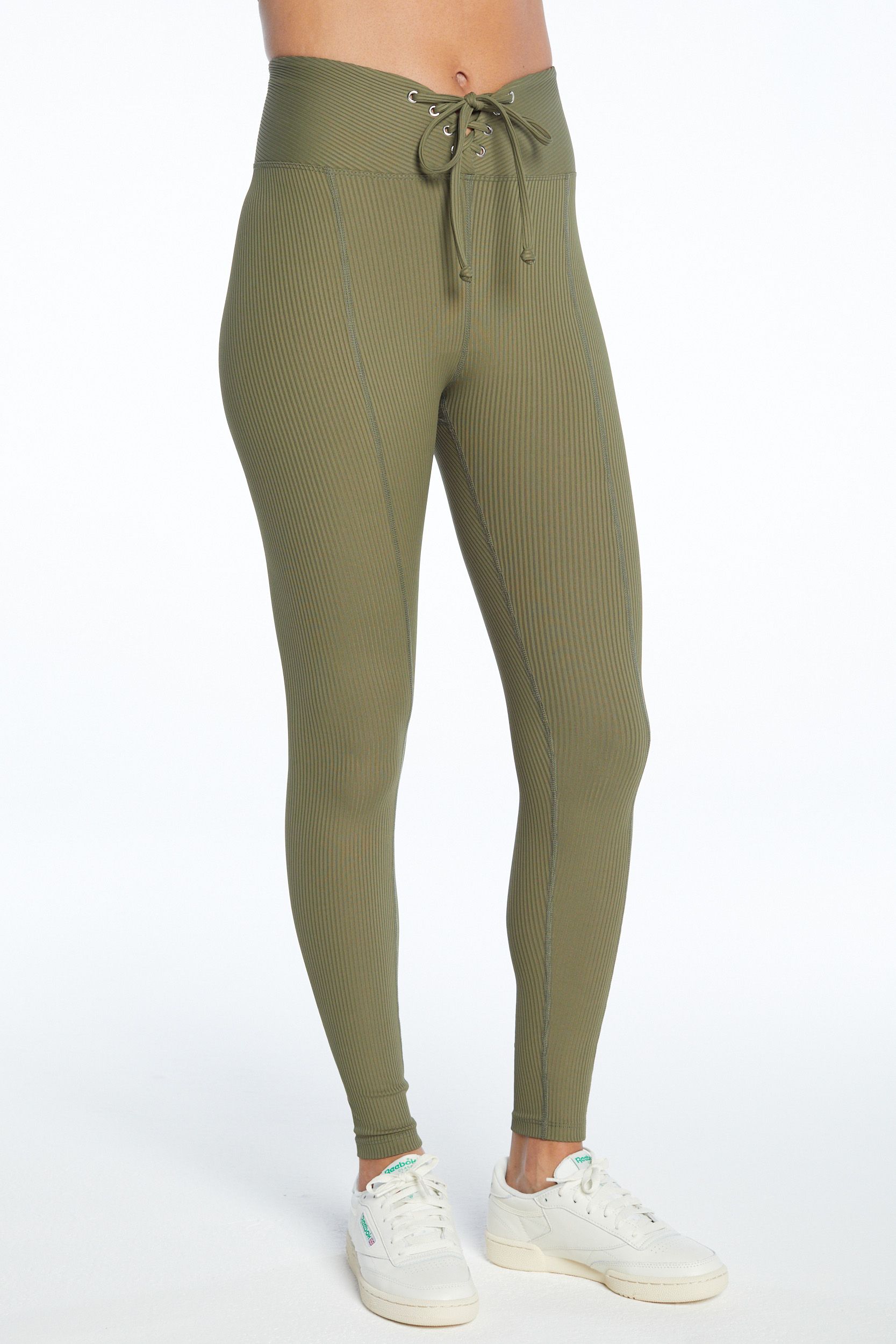 Olive Ribbed Football Leggings