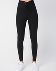 Black Ribbed Football Leggings
