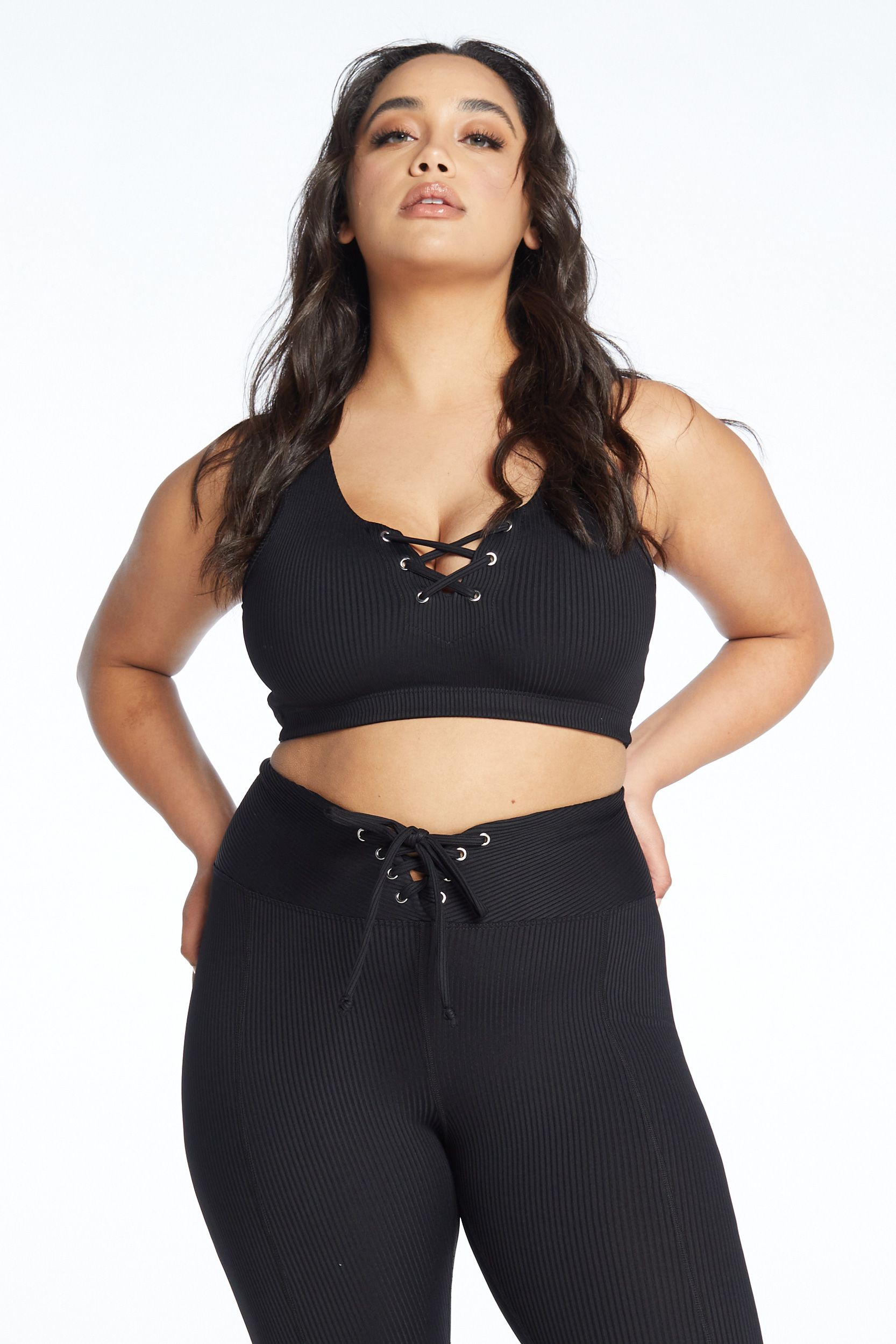 Black Ribbed Football Leggings