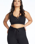 Black Ribbed Football Leggings
