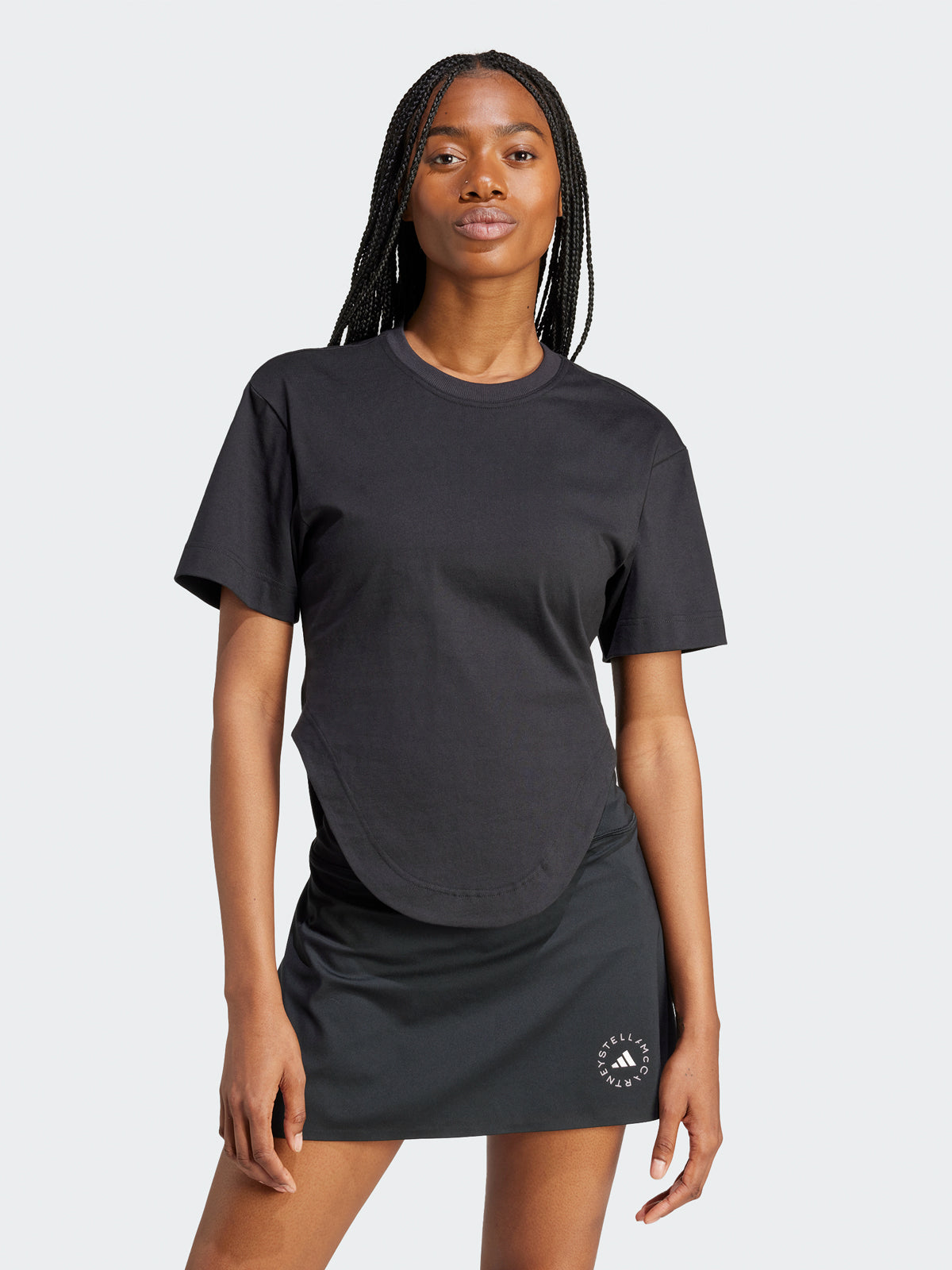 Black TrueCasuals Sportswear Curved Hem T-Shirt