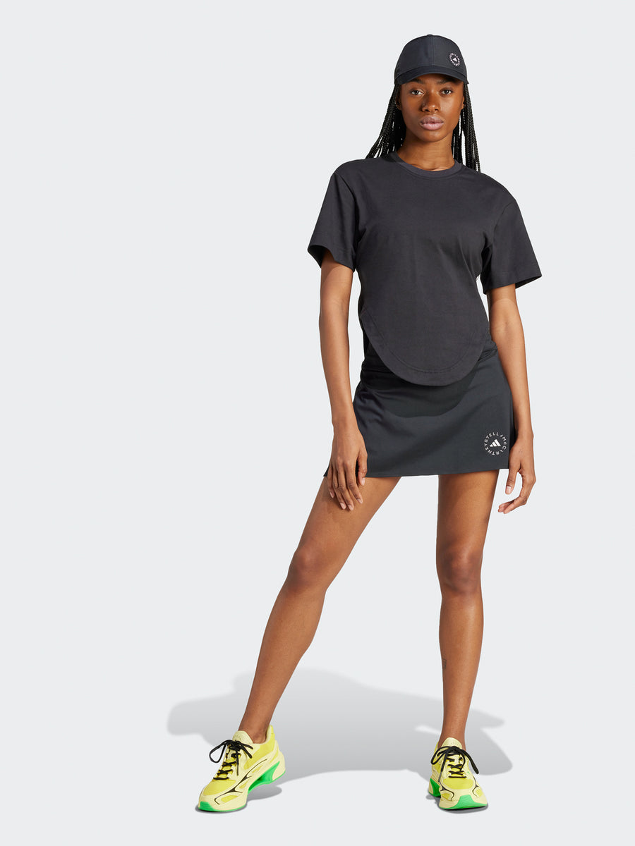 Black TrueCasuals Sportswear Curved Hem T-Shirt