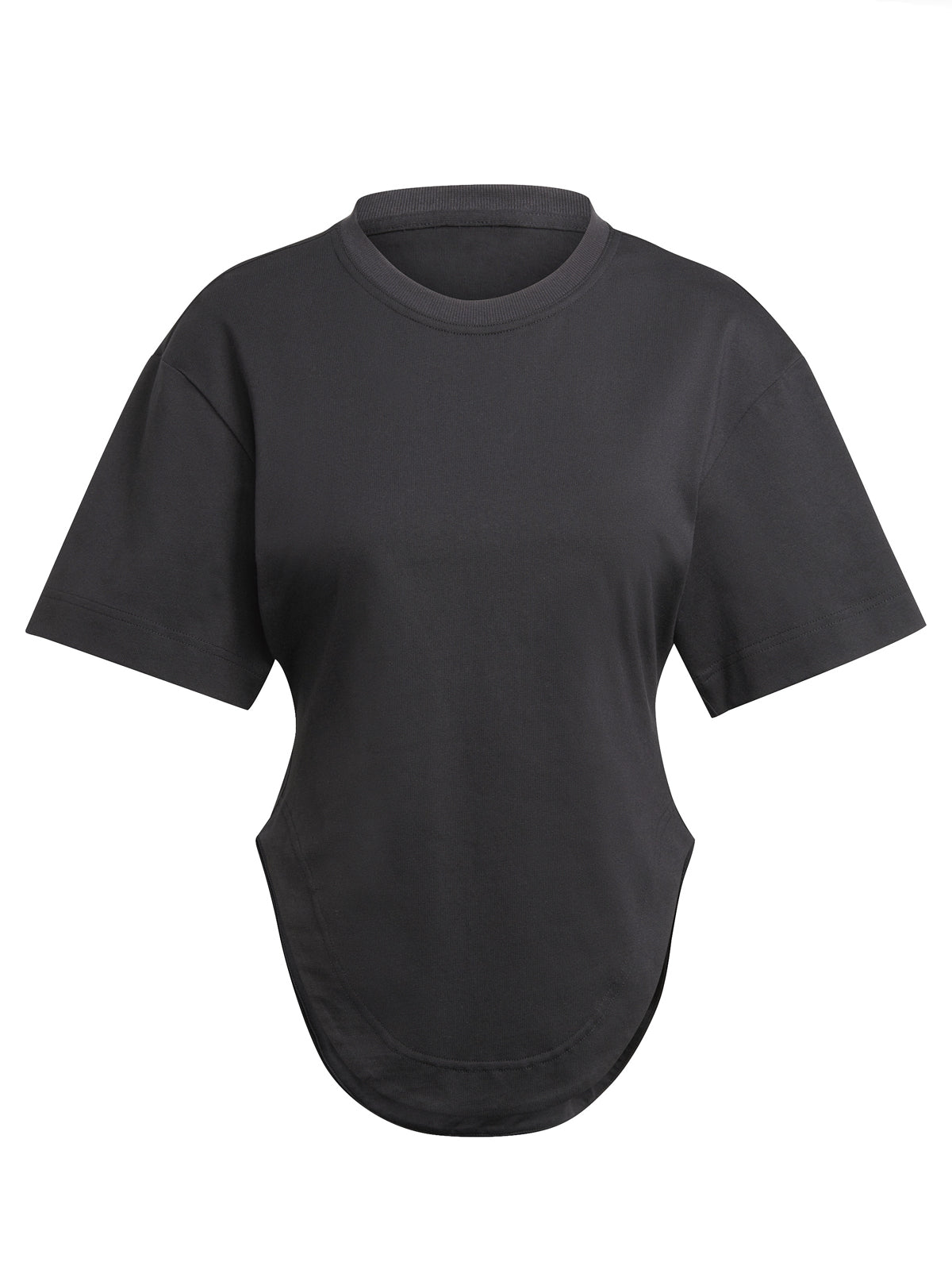 Black TrueCasuals Sportswear Curved Hem T-Shirt