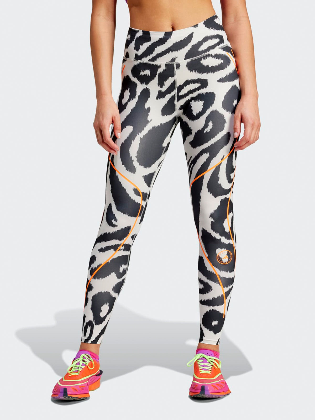 Chalk Pearl Leopard Print TruePace Running Leggings