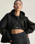 Black Scuba Zip-Front Hooded Sweatshirt