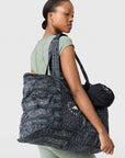Black Almond Milk Crocodile Print Packable Tote Bag
