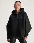 Black Scuba Zip-Front Hooded Sweatshirt