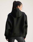 Black Scuba Zip-Front Hooded Sweatshirt