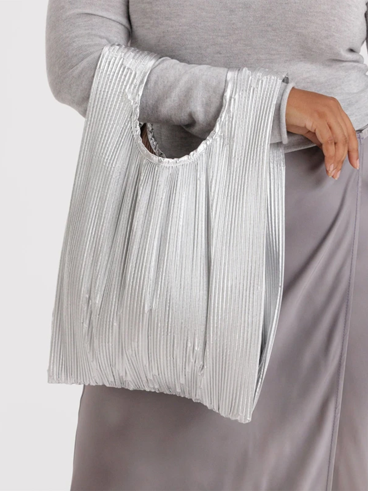 Chrome Metallic Pleated Bag