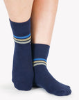 Navy Phoebe Ankle Grip Socks
