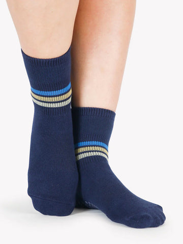 Navy Phoebe Ankle Grip Socks