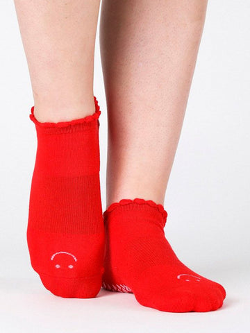 Red Happy Grip Socks