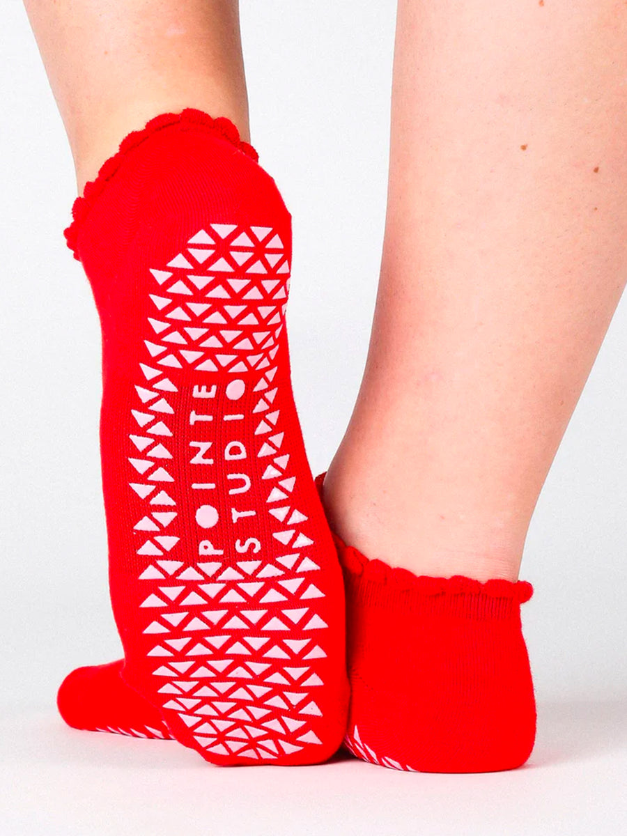 Red Happy Grip Socks