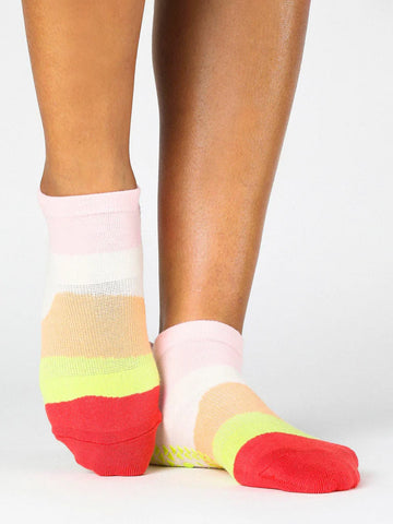 Rose Layered Stripe Grip Socks