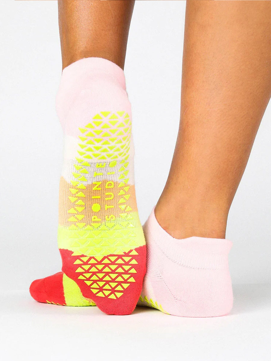 Rose Layered Stripe Grip Socks