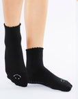 Black Happy Ankle Grip Socks