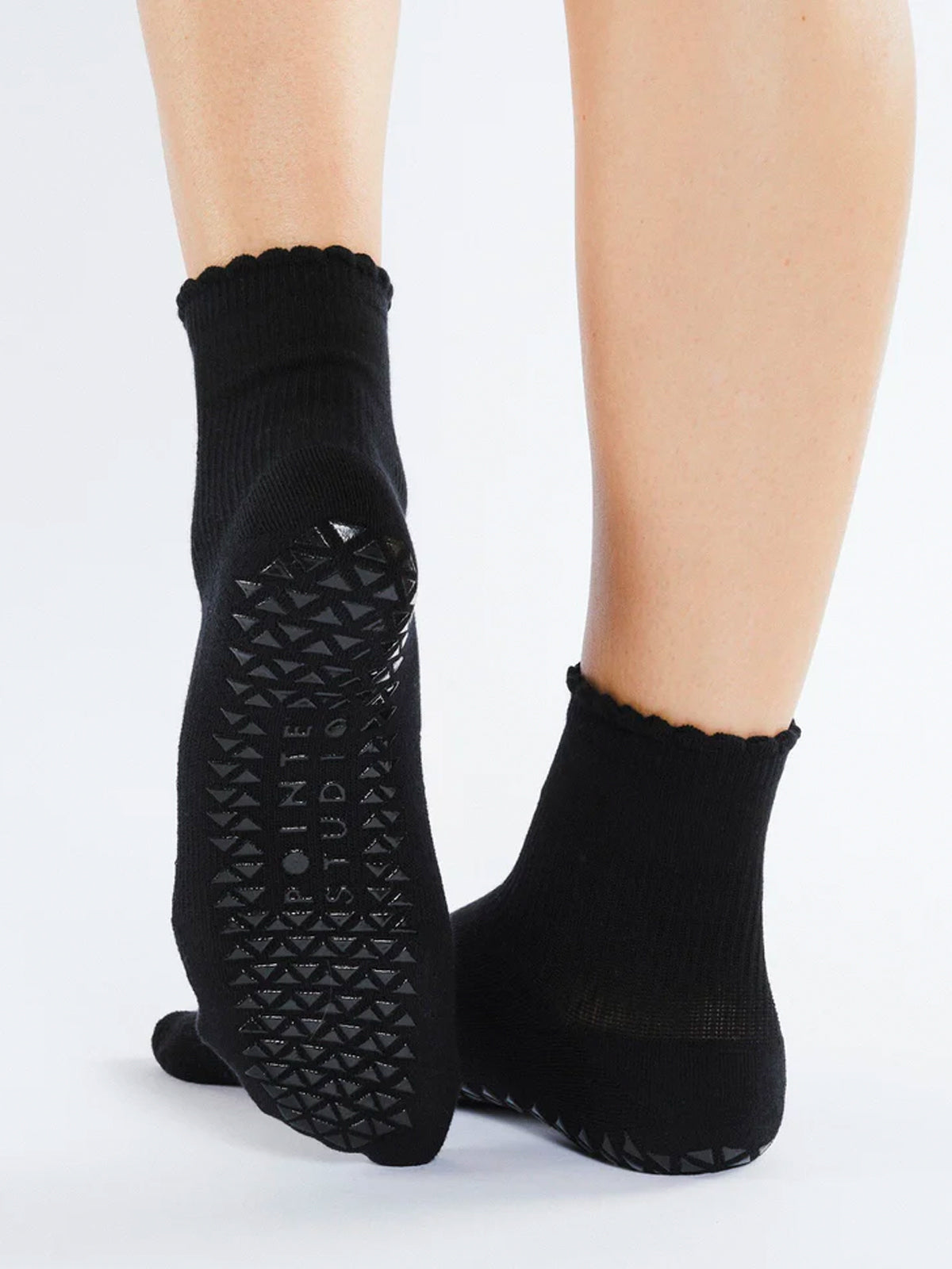 Black Happy Ankle Grip Socks