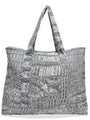 Almond Milk Charcoal Crocodile Print Packable Tote Bag