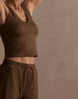 Teak Olive Marl Ruby Cropped Tank